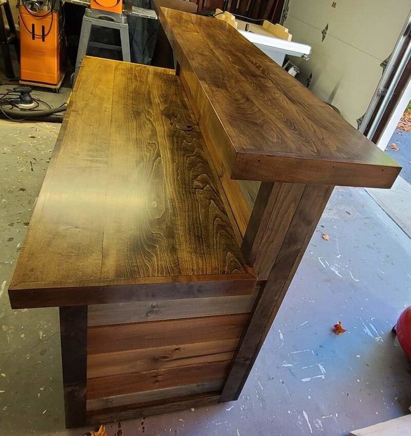 Bar With Custom Stain Sideview | Fathers Hands Woodworks