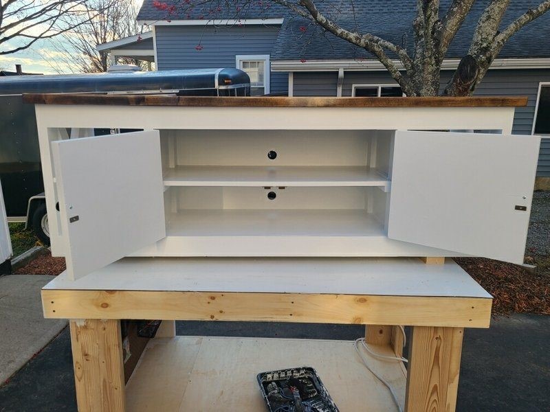 Custom Made Entertainment Center With Swinging Doors