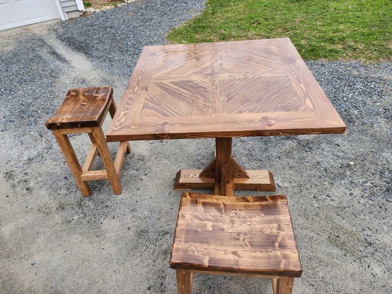 View of table after Appling finish | Not Just Another Kitchen Barstool | Pedestal Table