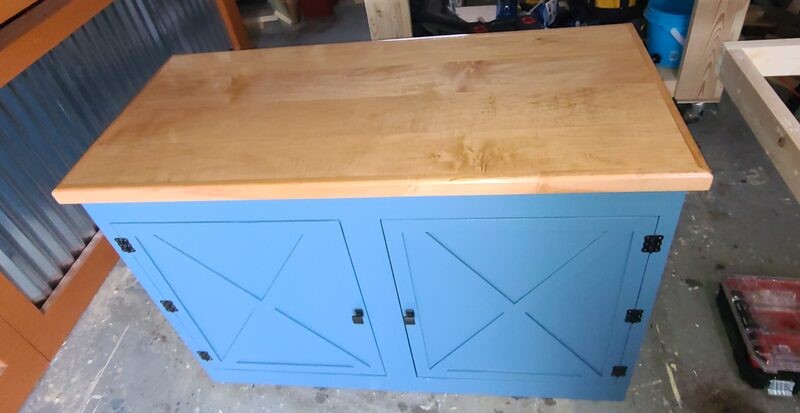 Maple tops stained with Minwax Ipswich Pine and gloss polyurethane