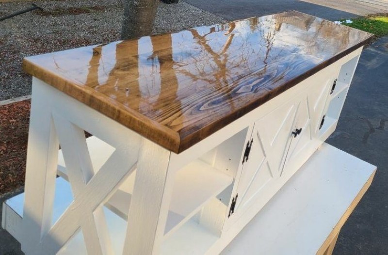 Custom Made Entertainment Center With Swinging Doors | Made In New Hampshire 