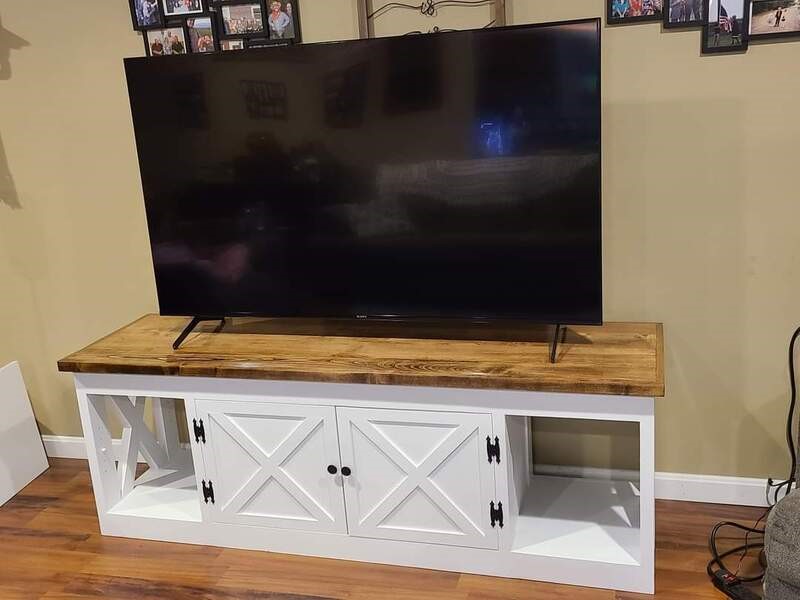 Custom Made Entertainment Center With Swinging Doors