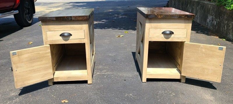 night stands or end tables with hinged doors | Father's Hands Woodworks